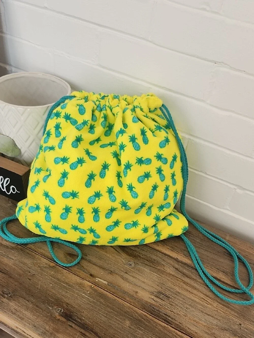 Pineapple Drawstring Backpack/beach Towel